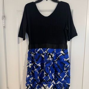 The Limited Mixed Media Black and Blue Abstract Dress
